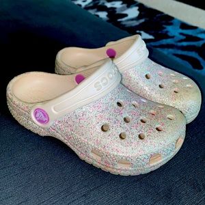 CROCS toddler size white glitter